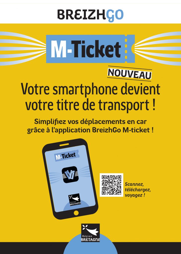Téléchargez gratuitement l'application sécurisée Breizhgo M-Ticket sur votre smartphone pour acheter vos titres de transport