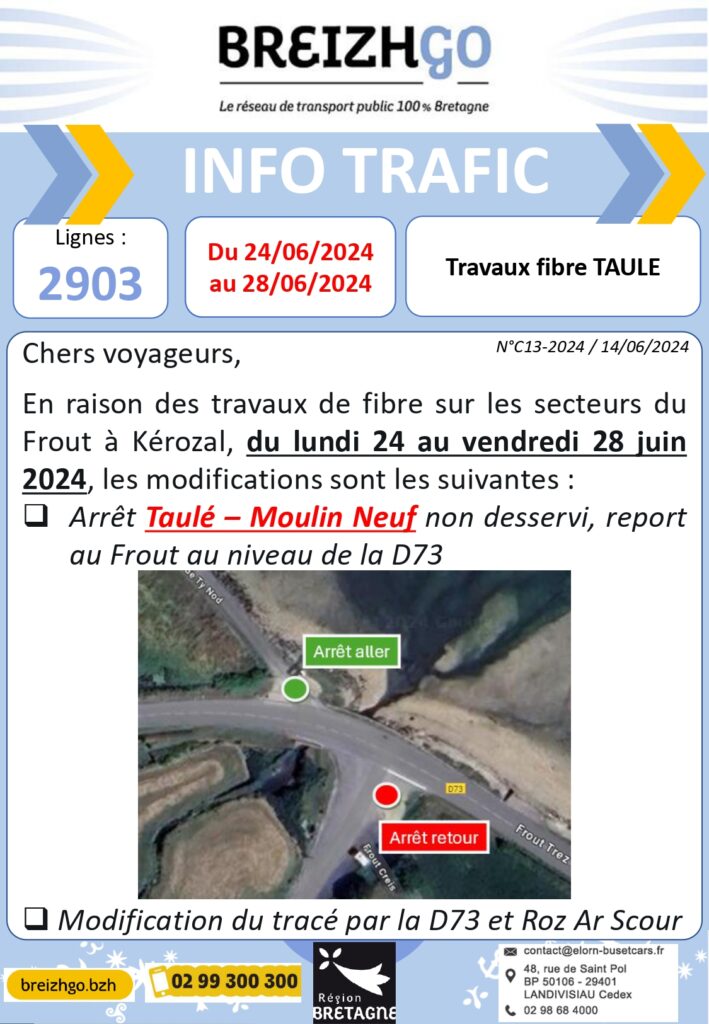 Ligne 2903 : Travaux fibre Taulé