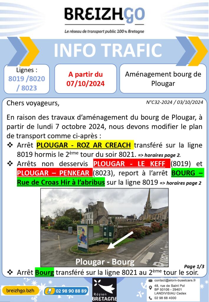 Info Trafic : Lignes 8019 / 8020 / 8023 