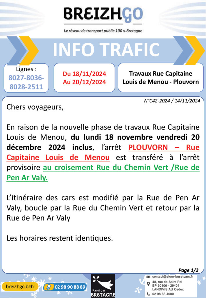 Travaux Plouvorn : 8027, 8036, 8028, 2511