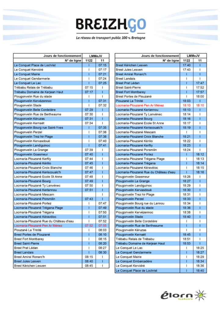 Ligne 911 - Nouveaux horaires