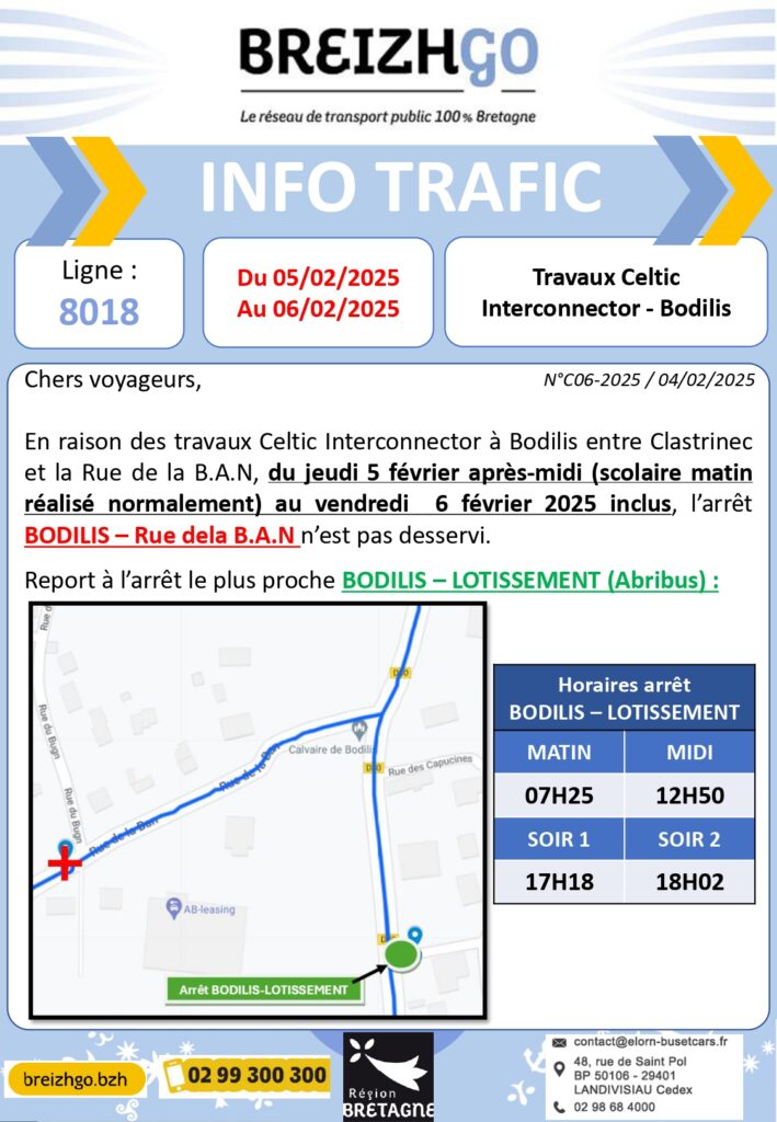 Travaux Celtic Interconnector à Bodilis : ligne 8018