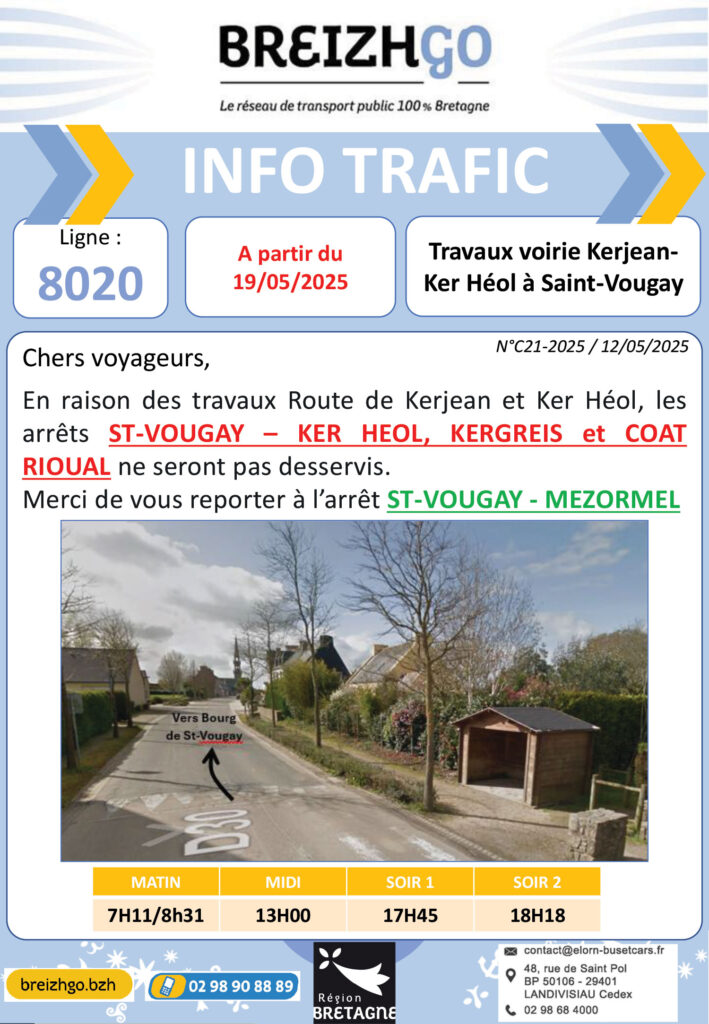 Ligne 8020 : travaux à St Vougay